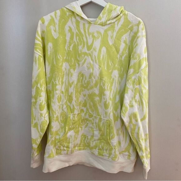 BP Hoodie Sweatshirt Cream Green Brush Stroke Marble Casual Oversized - Picture 10 of 10
